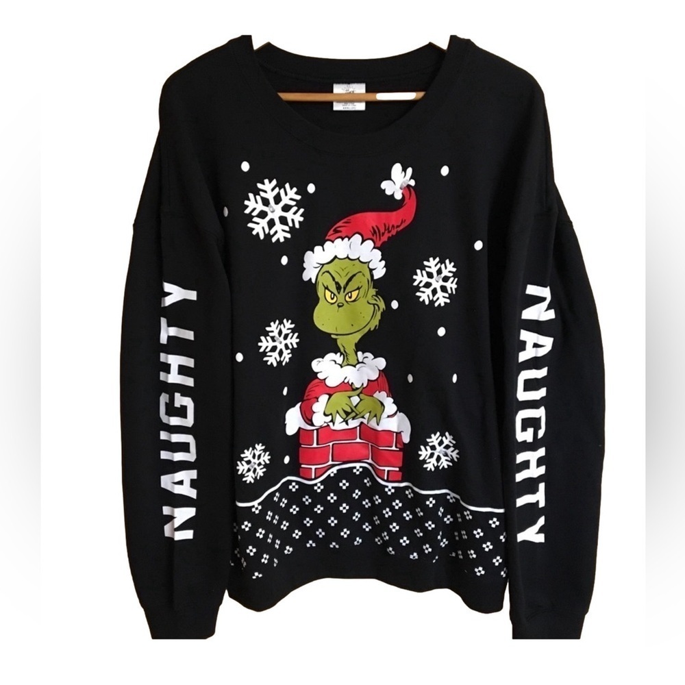 Dr. Seuss The Grinch Snowflake Chimney Naughty Light Up Christmas Sweater XL Jr - Picture 3 of 7
